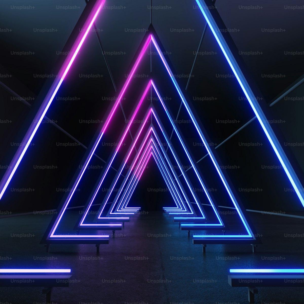 Abstract 3D render background with glowing light line in minimal design.